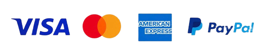 Métodos de pago Visa, Mastercard, American Express y PayPal